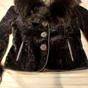 Luxurious HARLIN Genuine Black Fur & Leather Jacket